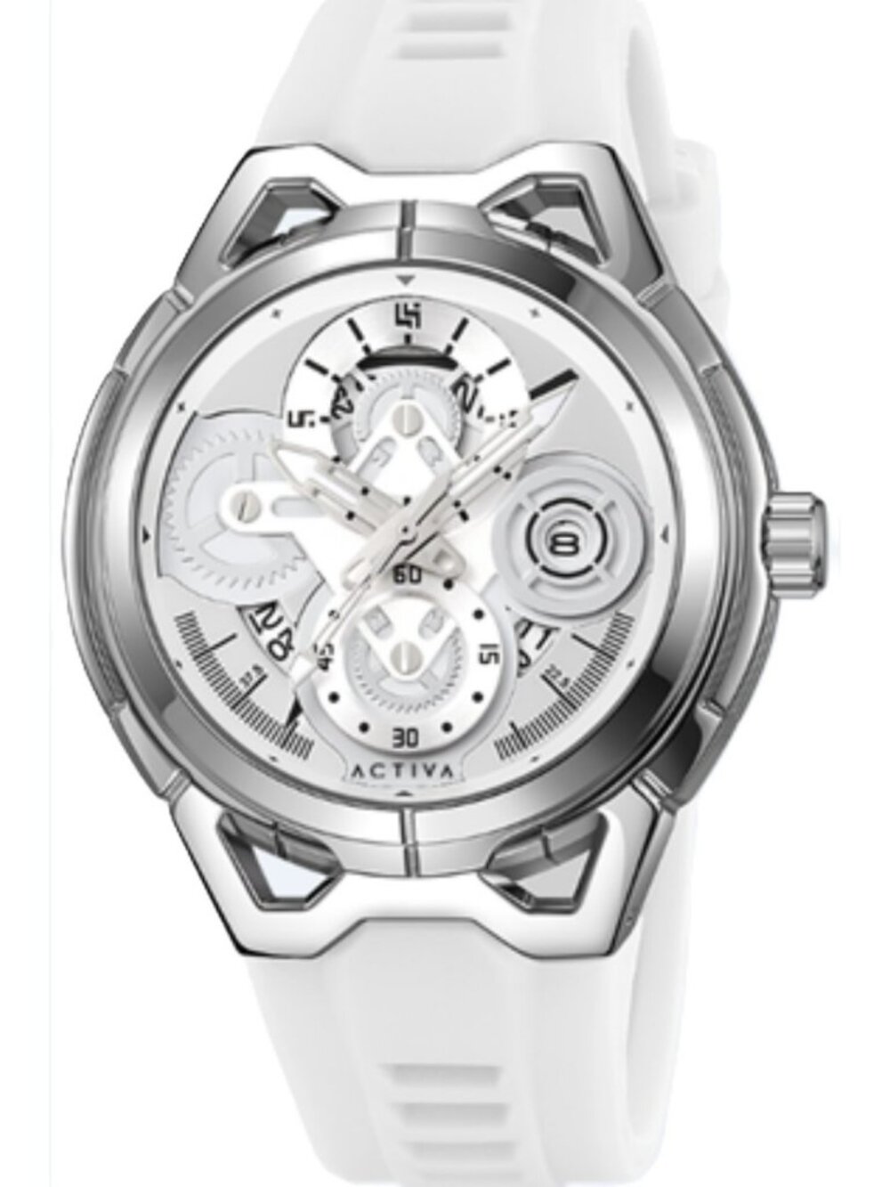 $149 Activa Drift X Invicta Men's Silver & White Silicone Band 44MM Watch NIB